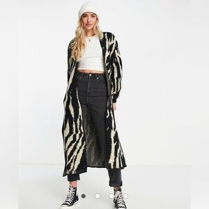 Topshop knit zebra maxi cardigan